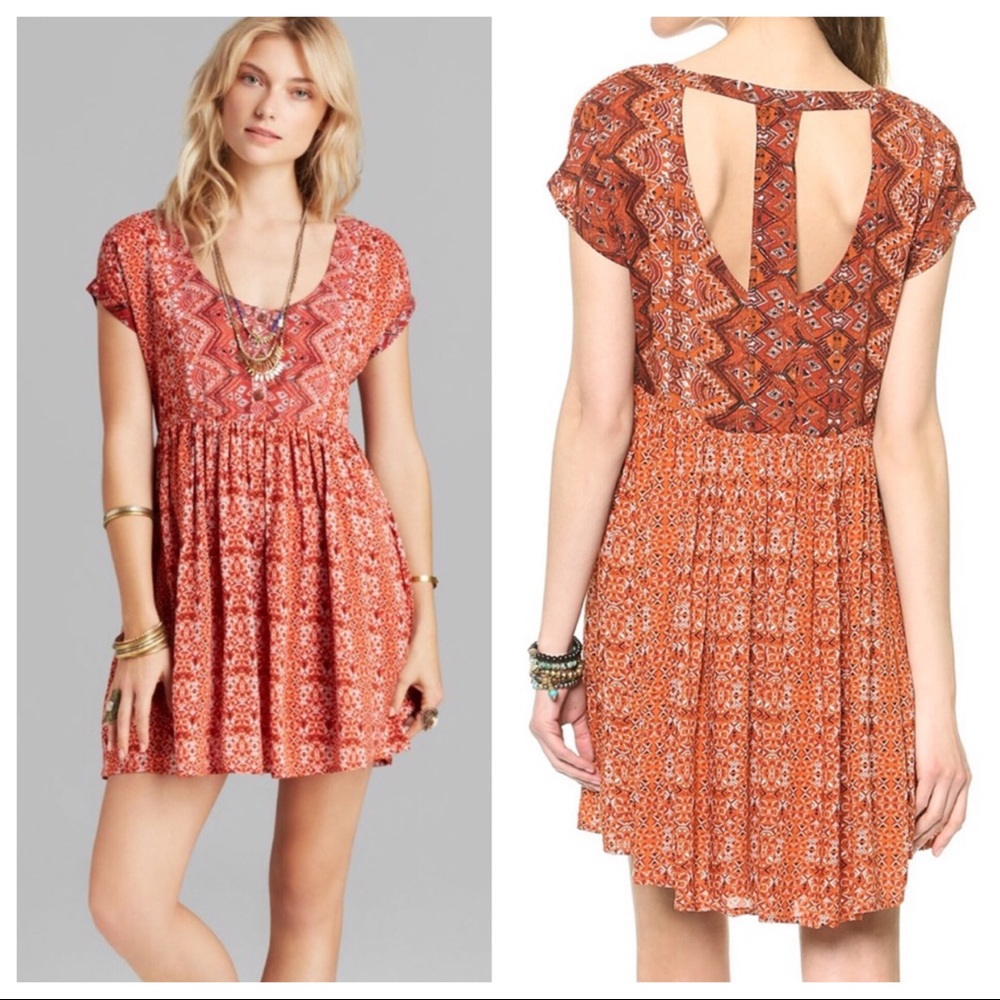 Free People Sundown Cutout-Back Babydoll Dress
